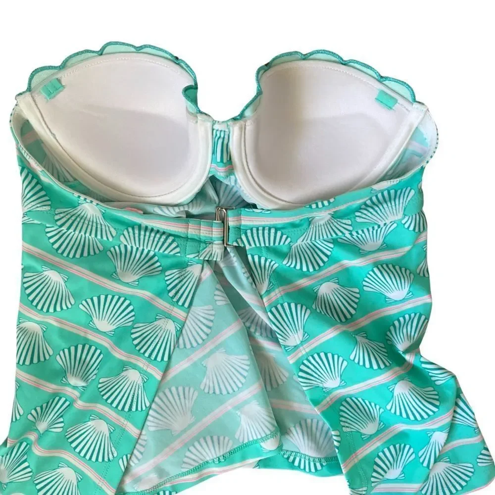 Aqua Couture Tankini - S green sea shell print , nylon spandex